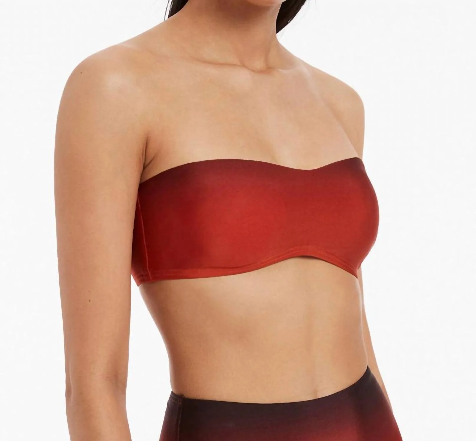 Oia Sunset Minimal Bandeau Bikini Top In Burnt Orange