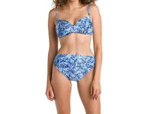 Over-The-Shoulder Wrap Top In Aquatic Nature Blue