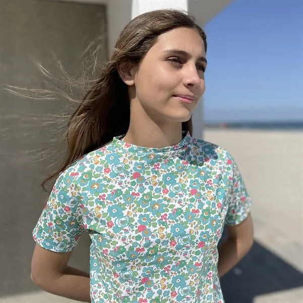 Petit Crabe Betsy D Luna Boatneck Swim Shirt Liberty fabric