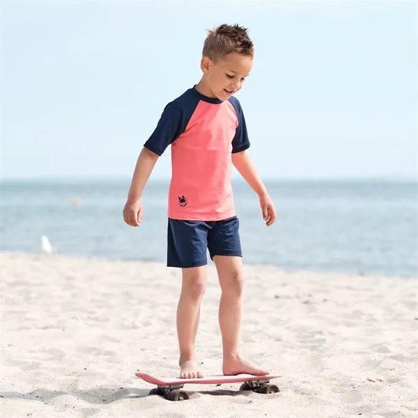 Petit Crabe Nectarine/Blue Raglan UV Swim Shirt