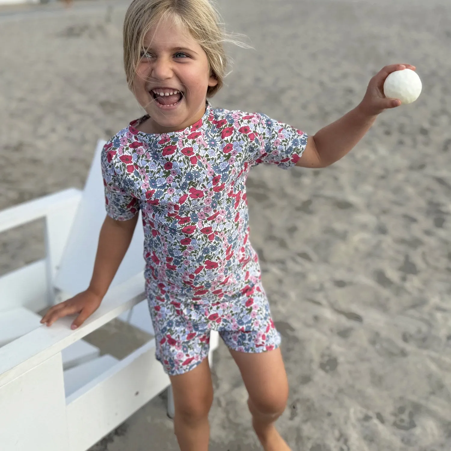 Petit Crabe Poppy & Daisy P Luna Boatneck Uv-Shirt S/S - Made With Liberty Fabric