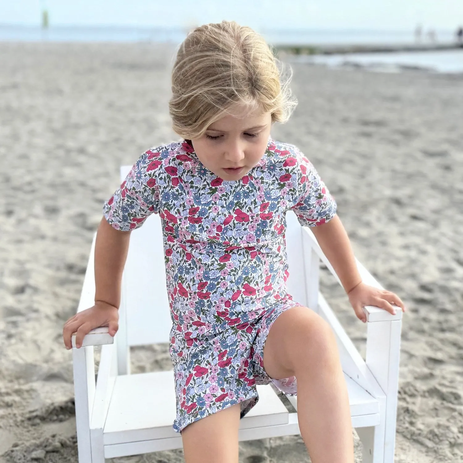 Petit Crabe Poppy & Daisy P Luna Boatneck Uv-Shirt S/S - Made With Liberty Fabric