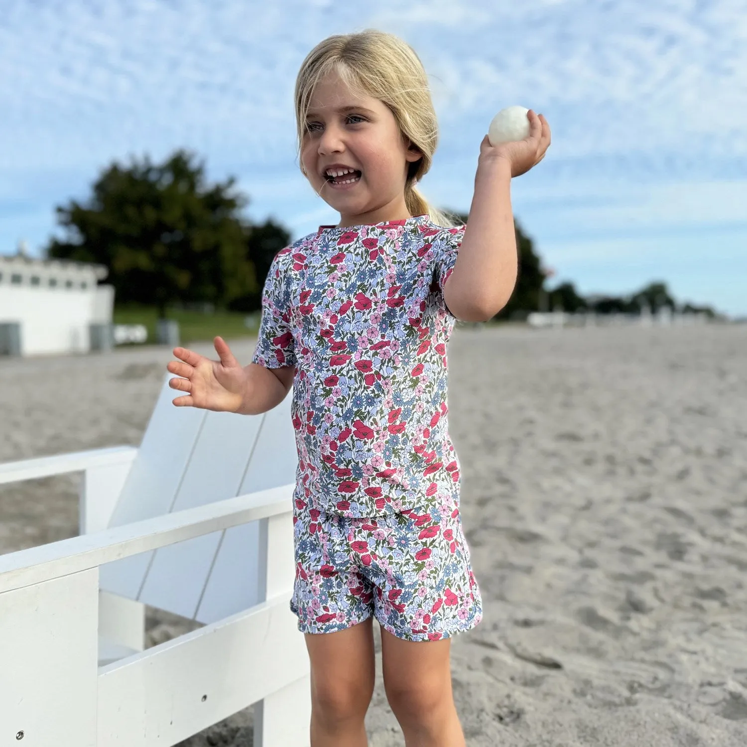 Petit Crabe Poppy & Daisy P Luna Boatneck Uv-Shirt S/S - Made With Liberty Fabric