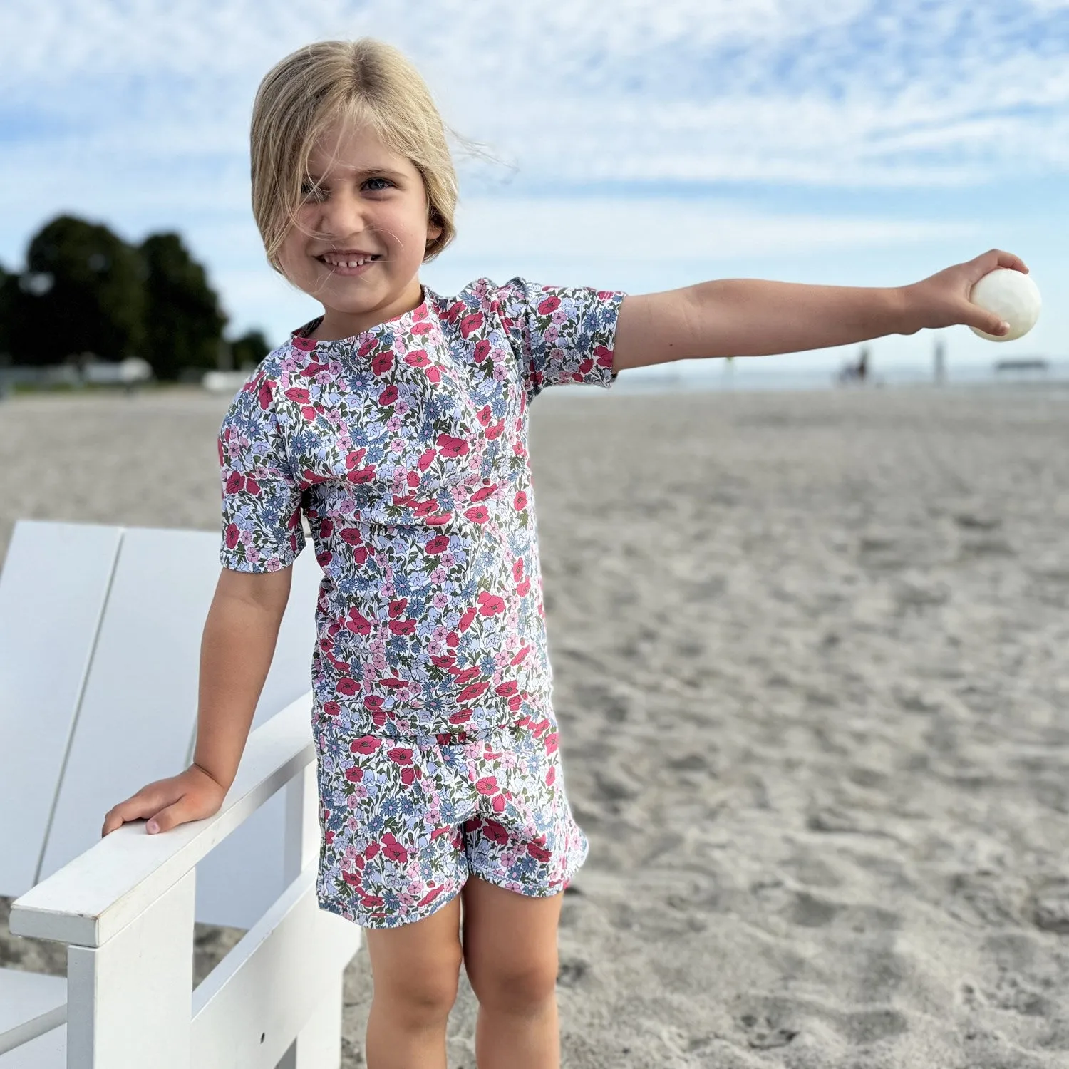 Petit Crabe Poppy & Daisy P Luna Boatneck Uv-Shirt S/S - Made With Liberty Fabric