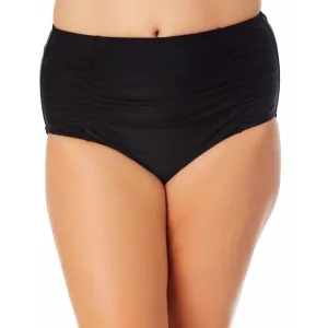 Plus Womens Solid Shirred Swim Bottom Separates