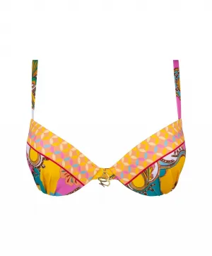 Push-Effect Shell Bikini Top In Soleil Floral