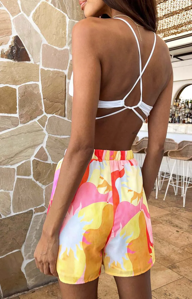Rays Pink Sun Print Shorts