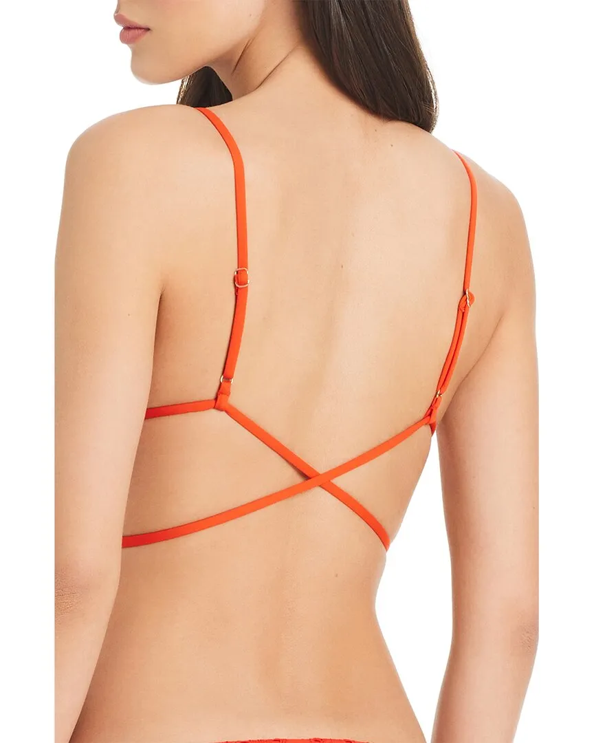 Red Carter Eyelet Triangle Swim Top