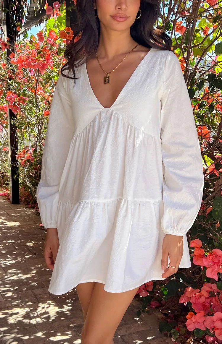 Retta White Long Sleeve Mini Dress