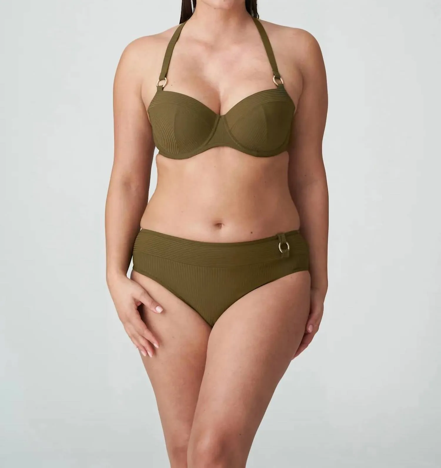 Sahara Padded Balcony Bikini Top In Olive