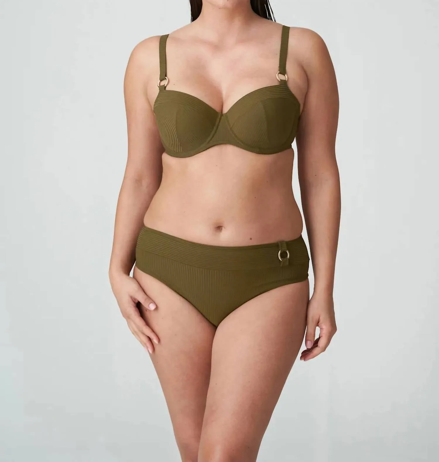 Sahara Padded Balcony Bikini Top In Olive