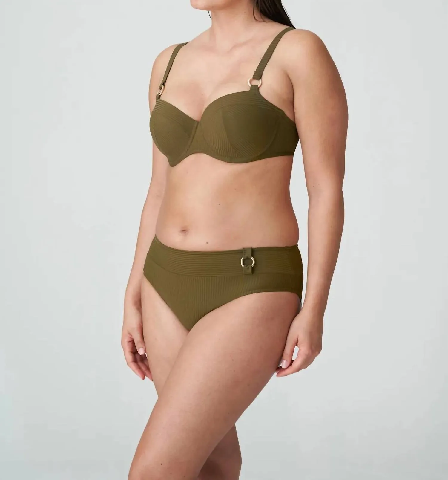 Sahara Padded Balcony Bikini Top In Olive