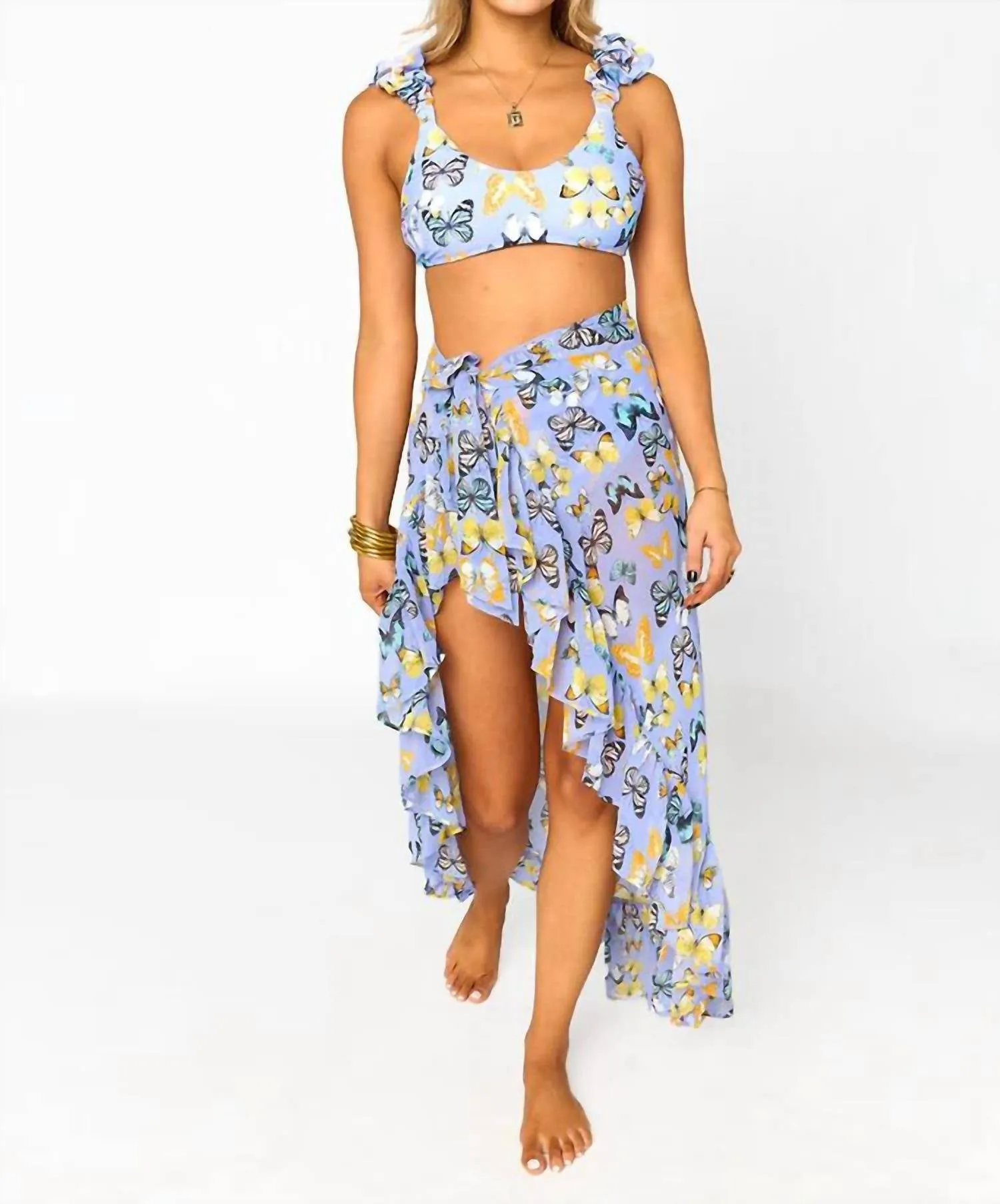Scoop Neck Bikini Top In Purple