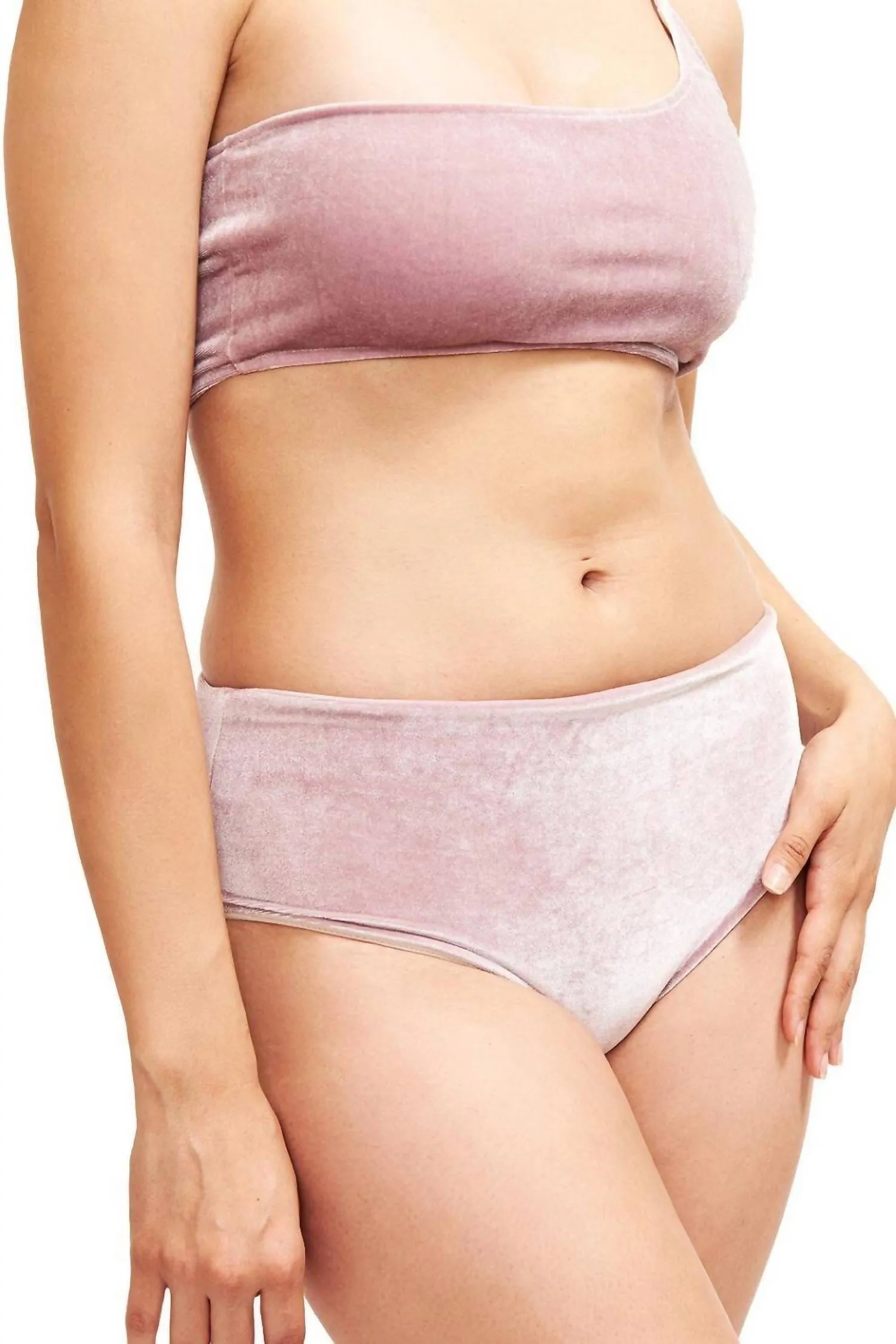 Serena Hipster Bikini Bottom In Blush Velvet
