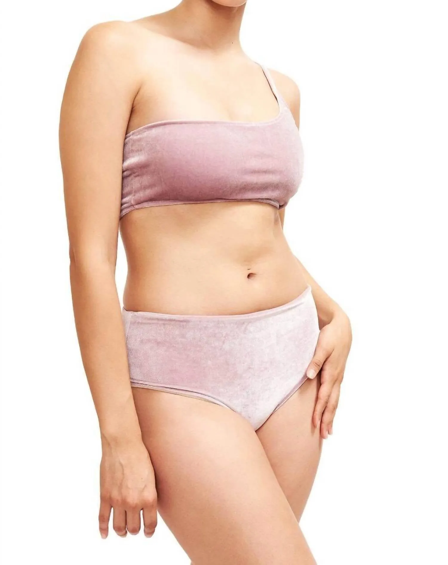 Serena Hipster Bikini Bottom In Blush Velvet