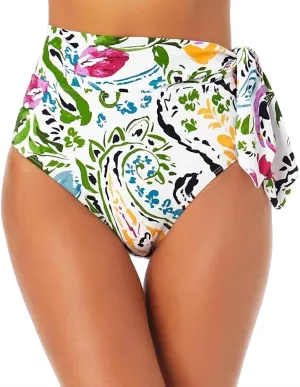 Soft Band Side Tie Swimsuit Bottom In Petal Paisley