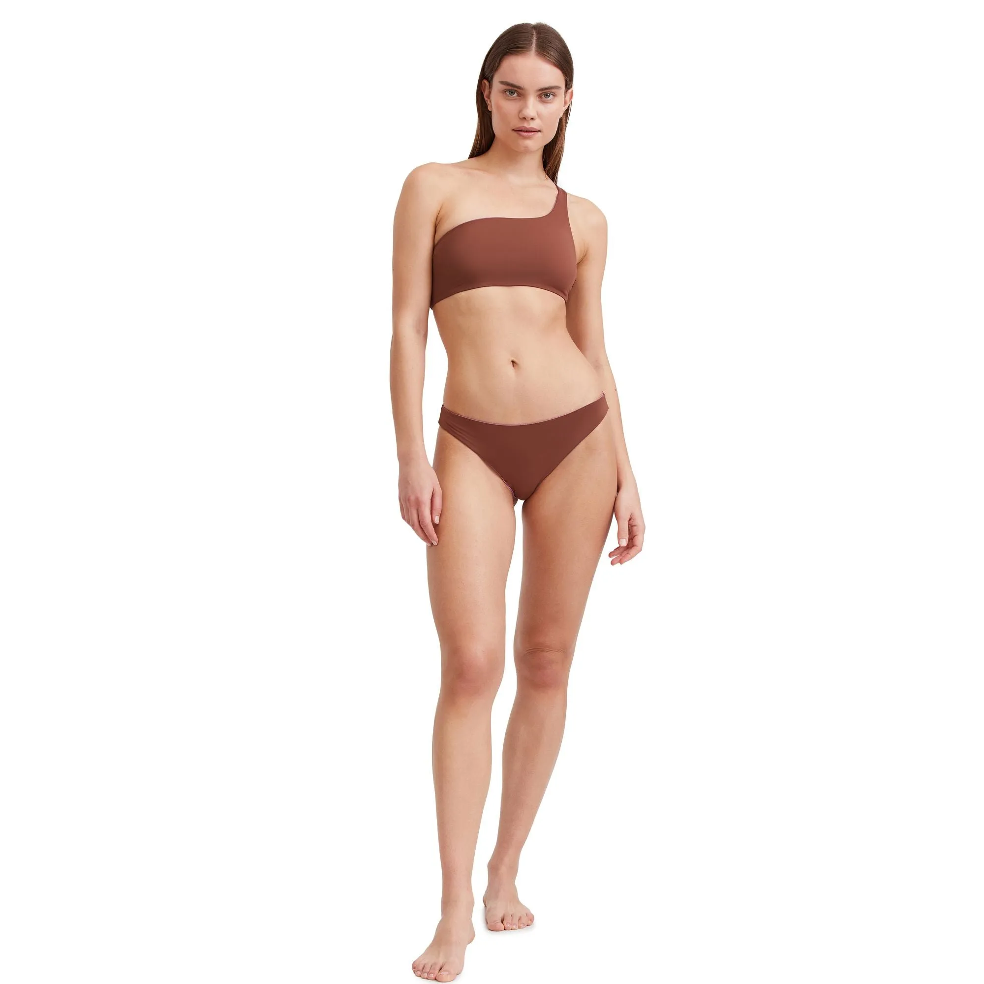 Solid Reversible One Shoulder Bikini Swim Top