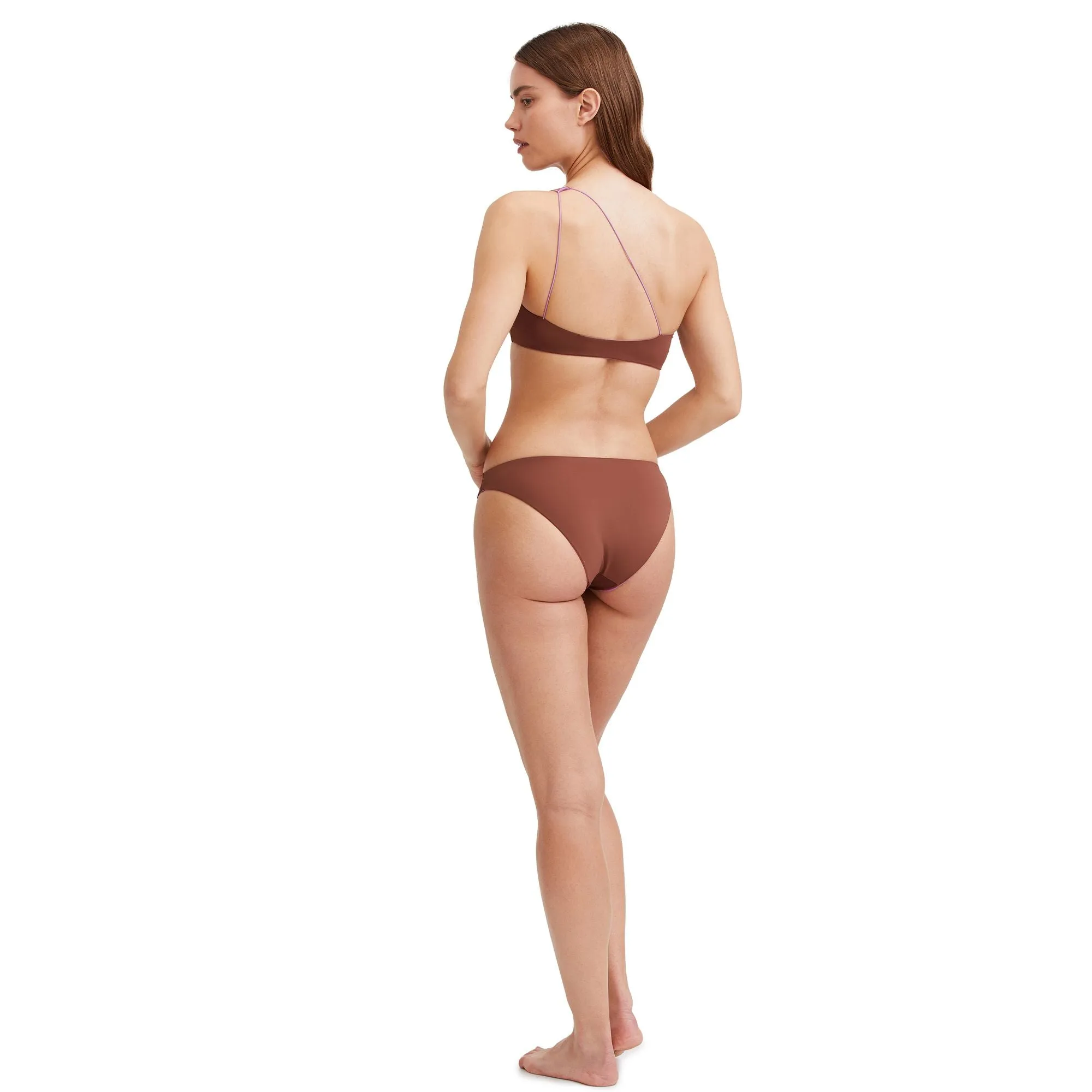 Solid Reversible One Shoulder Bikini Swim Top