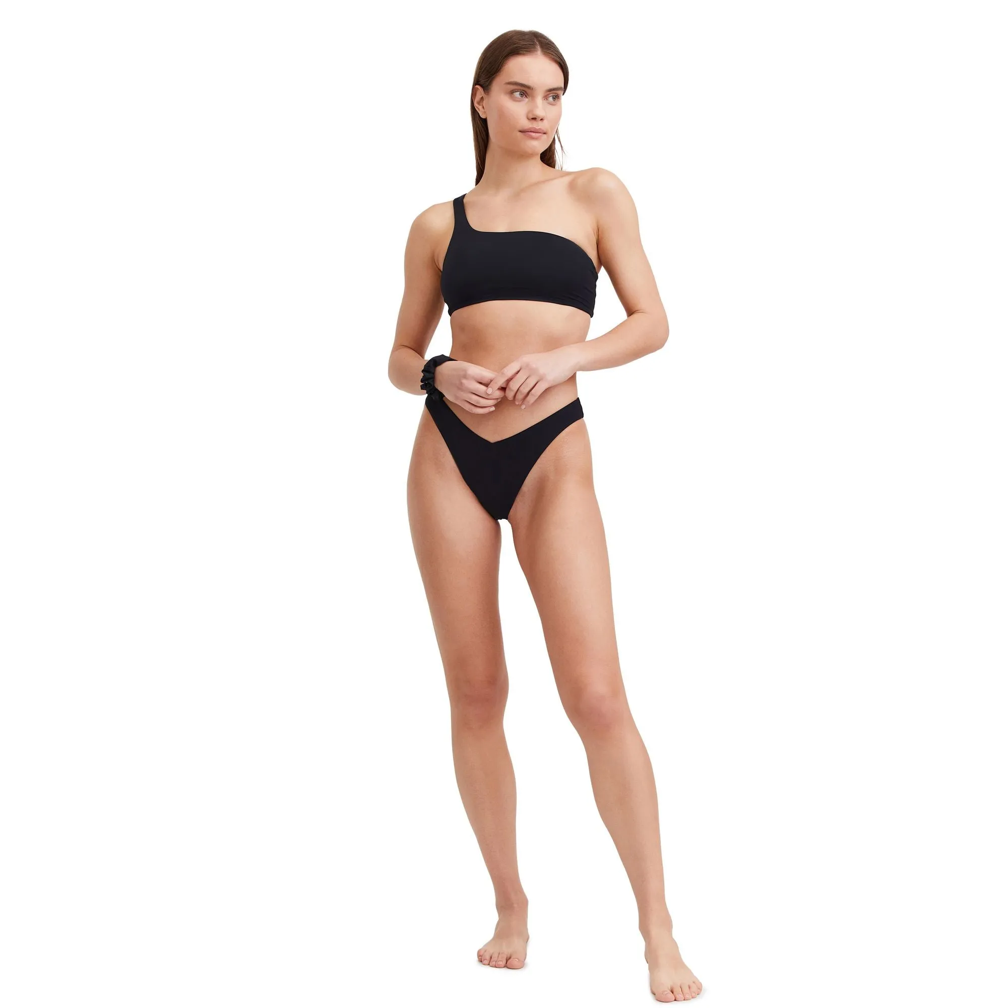 Solid Reversible One Shoulder Bikini Swim Top