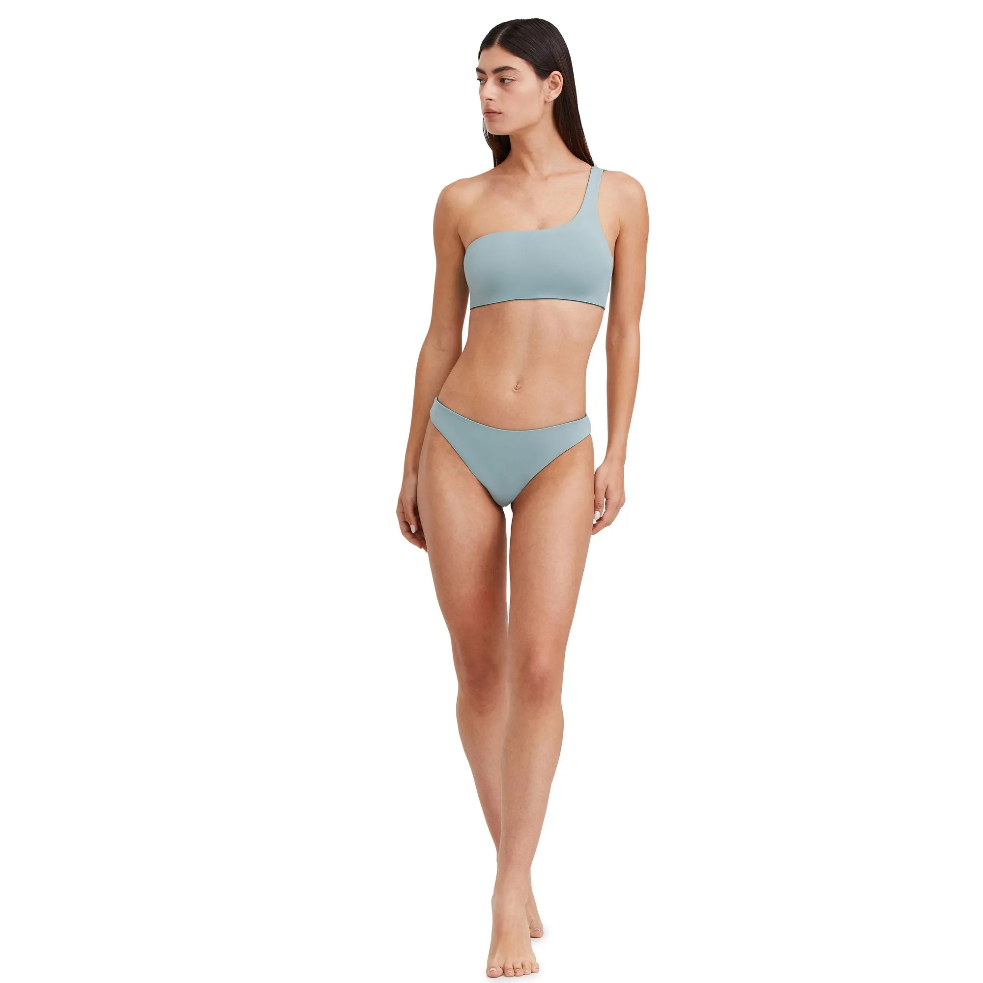Solid Reversible One Shoulder Bikini Swim Top