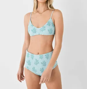 Stella Smocked Bikini Top In Mint Reef