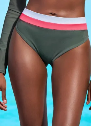 Suzy V High Rise Bikini Bottom In Crocodile Green