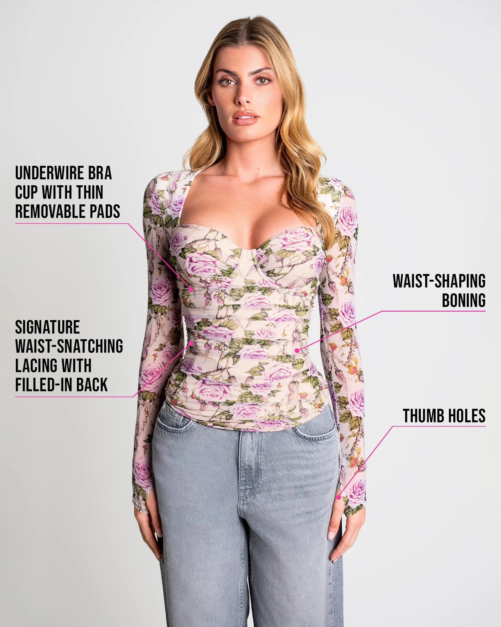 Sweetie Long Sleeve Top - Lilac Thorny Rose