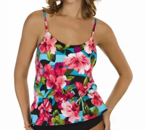 Tie Blouson Underwire Tankini Top In Uptown Girl