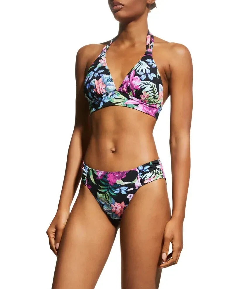 Tommy Bahama Bikini Bottom Women's XL Black Tropical Reversible Swimwear ERK562