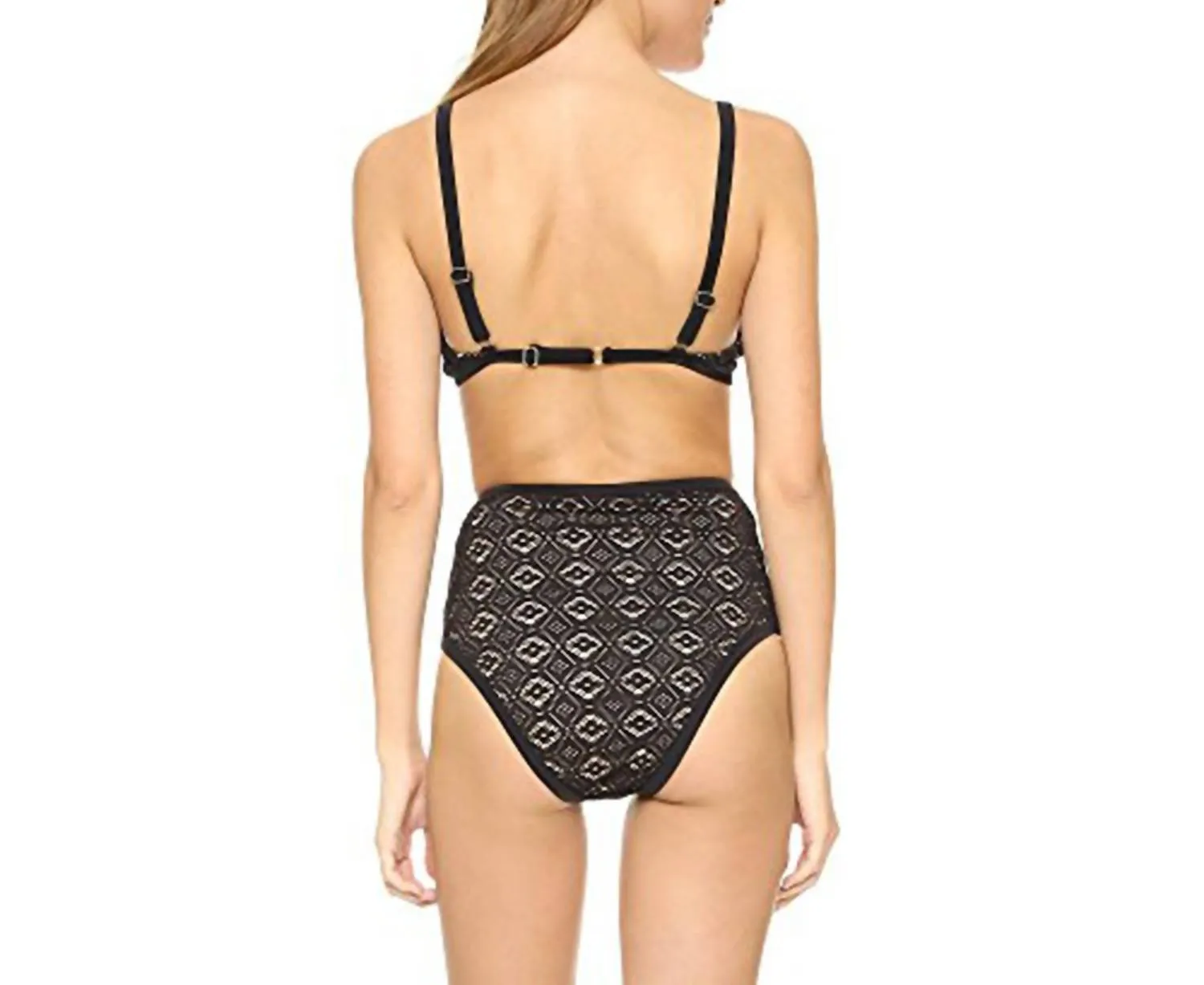 Women Lighthouse Lace Bikini Top In Black
