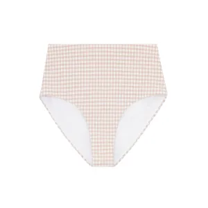women's brown crinkle gingham high waist bikini bottom