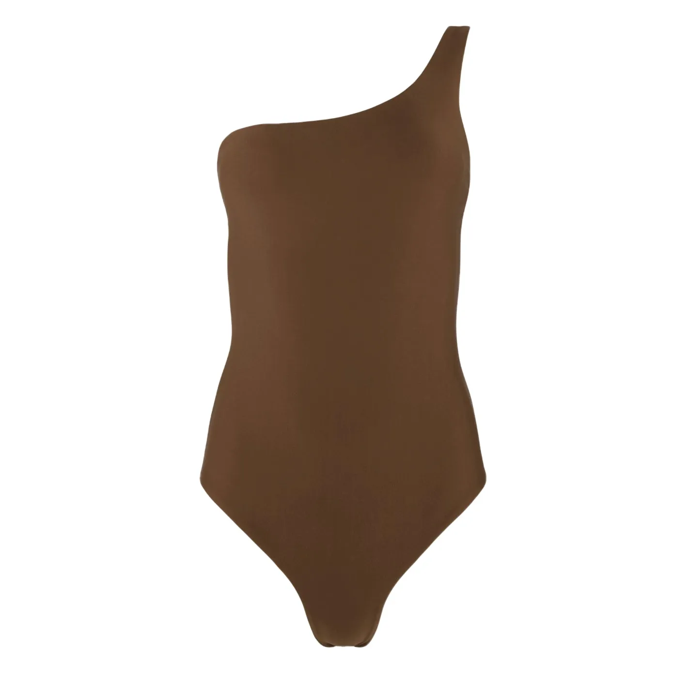 women's crme and dark brown one shoulder reversible one piece