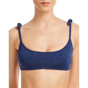 Womens Eyelet Square Neck Bikini Swim Top
