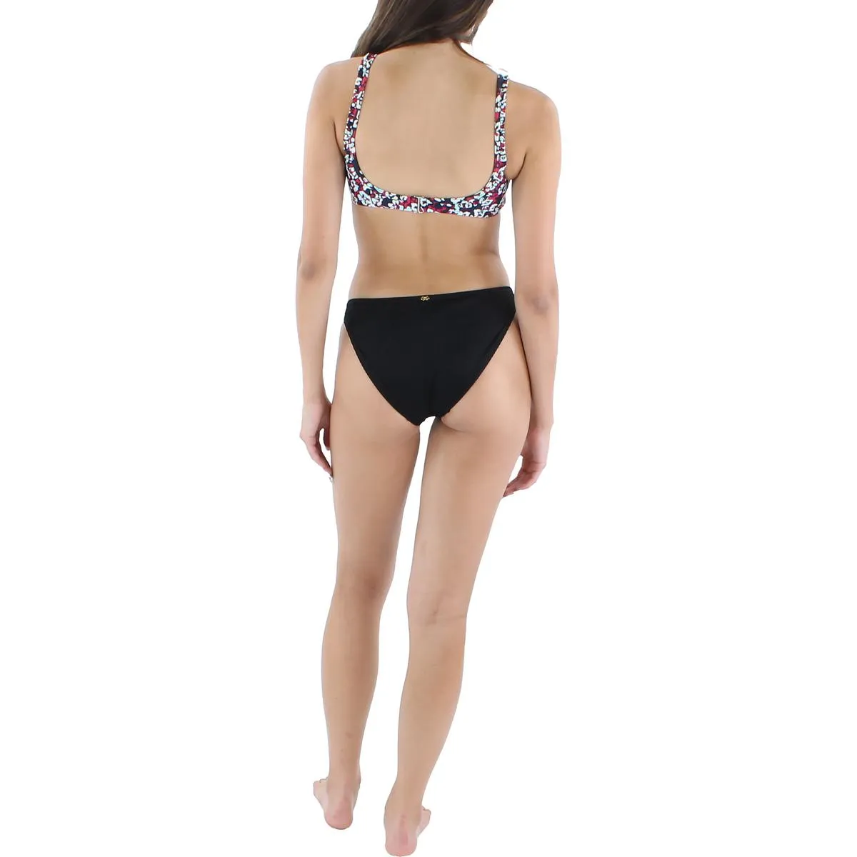 Womens Printed Ruffled Bikini Swim Top