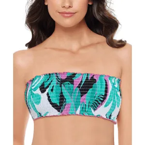 Womens Printed Ruffled Swim Top Separates