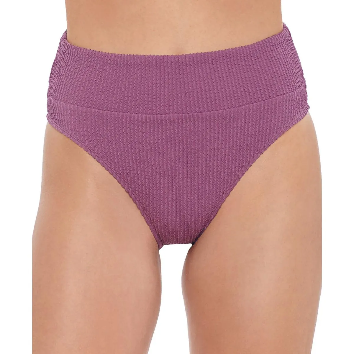 Womens Ribbed High-Waist Swim Bottom Separates