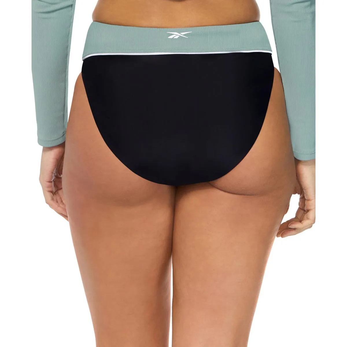 Womens Ribbed Trim High-Waist Swim Bottom Separates