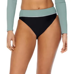 Womens Ribbed Trim High-Waist Swim Bottom Separates