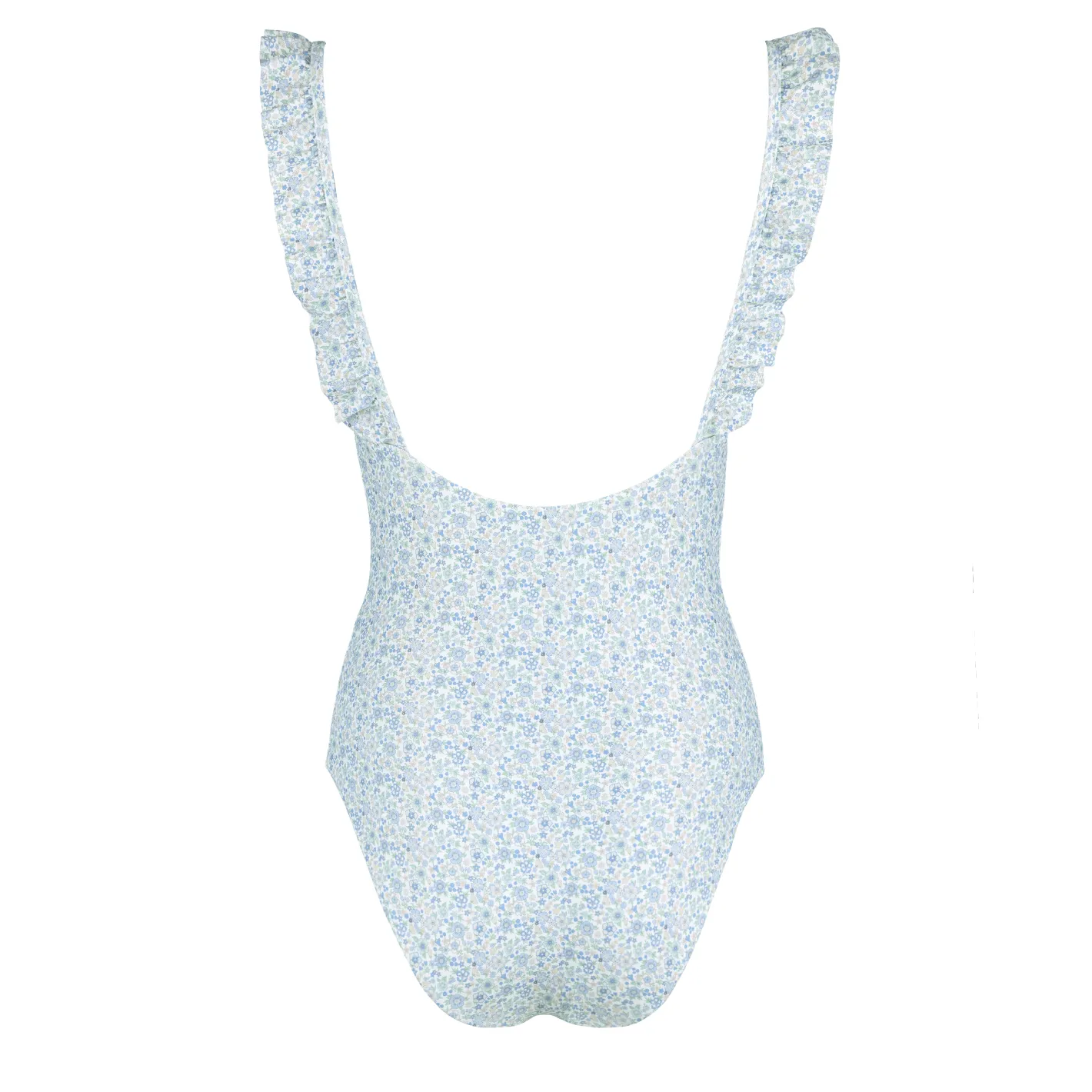 women's slate floral low back ruffle one piece