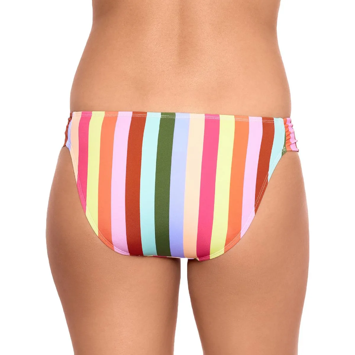 Womens Striped Ruched Swim Bottom Separates