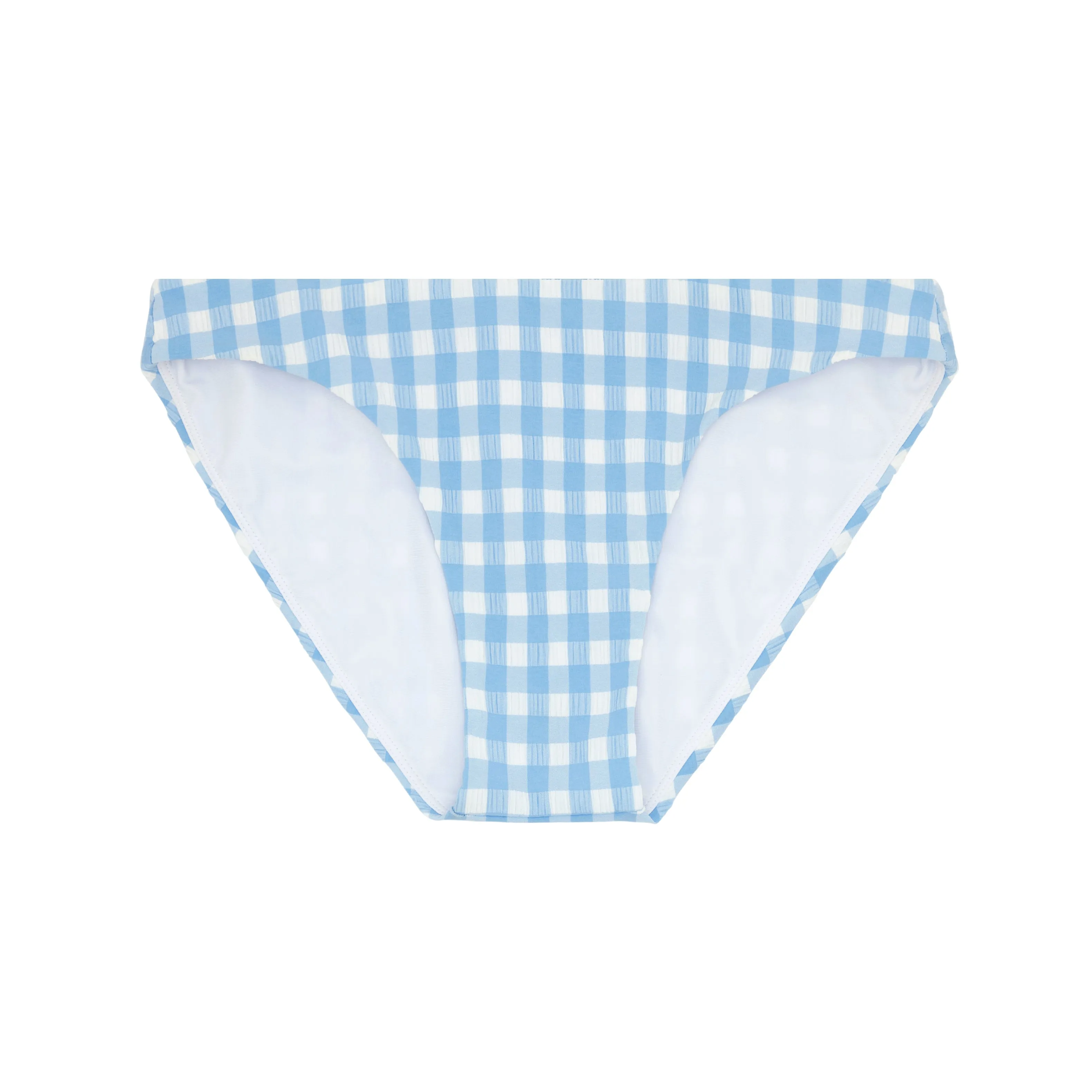 women's surfside blue crinkle gingham low waist bikini bottom
