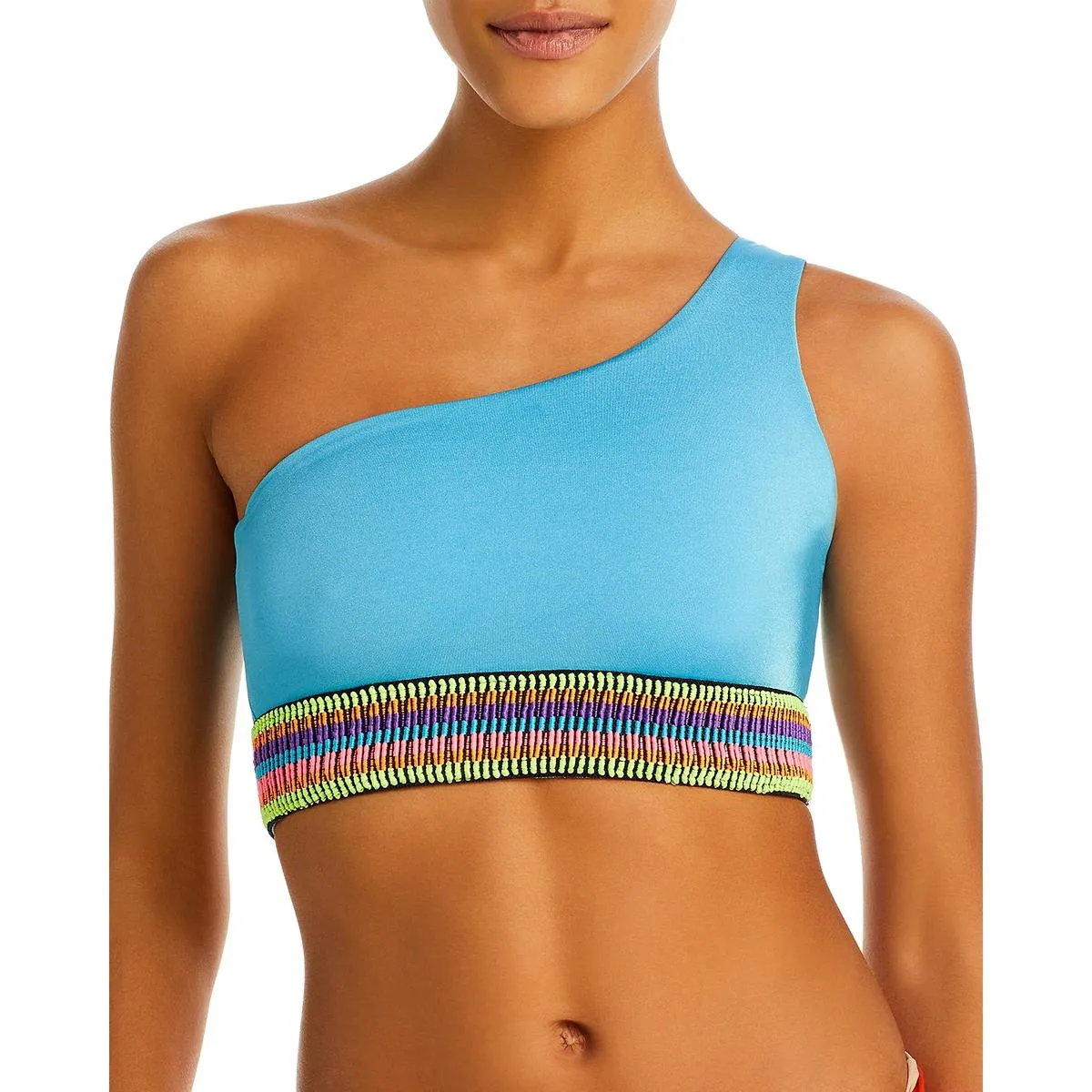 Zoni Womens One Shoulder Crop Bikini Swim Top